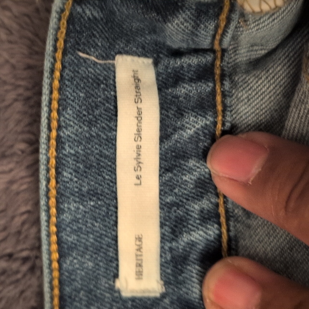 Frame| Blue Denim Slender Straight Jeans With Pockets Cotton Blend - Picture 10 of 14